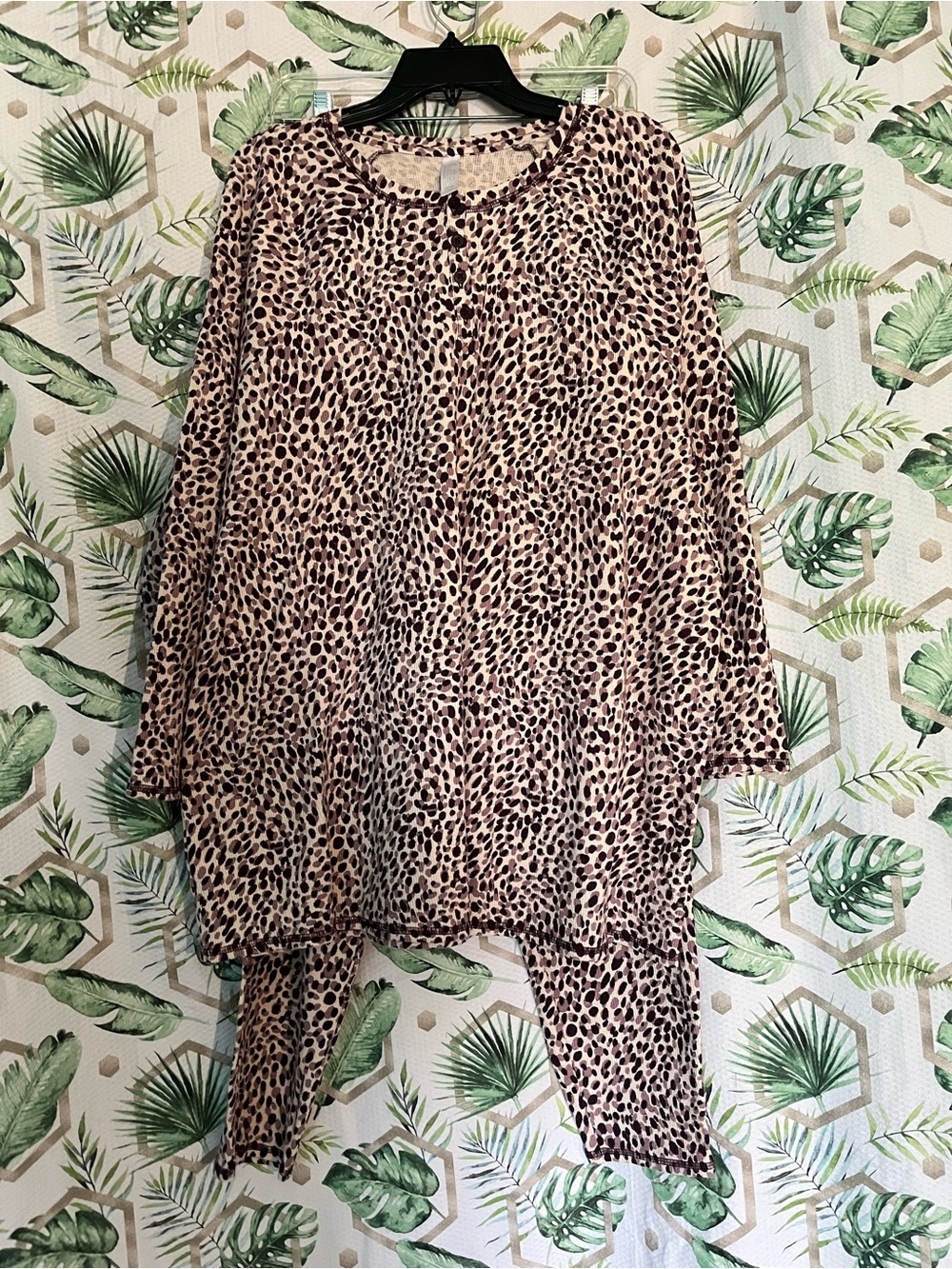 Cacique Beige and Brown Leopard Print Tunic Top